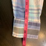 LL Bean Plaid Button Down Shirt Womens M Blue Green Roll Tab Sleeve Casual Top Size M Photo 11