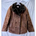 Camera Collection Brown Leather Coat Faux Fur Lined XL Photo 3