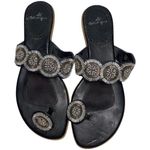 SE Boutique Women’s Size 8.5 Black Beaded Thong Flat Flip Flop Sandals Photo 2