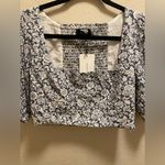 Anthropologie O.P.T Blue & White Floral Puff Sleeve Cropped Top Size Large NEW Photo 1