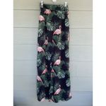 Boohoo  Black Serena Woven Flamingo‎ Print Wide Leg Trousers Pants Womens 6 NEW Photo 2