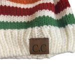 C.C. Beanie winter hat striped Pom Pom Green Photo 1