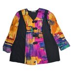 Vtg 1990s Sharon Anthony Black Purple Watercolor Frog Toggle Blazer Jacket 2X Photo 0