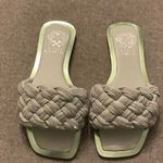 Vince Camuto VINCE CAMUTTO BELMIYA Woven Green Leather Puff Embellished Metallic Slide Size 6 Photo 0