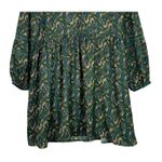 ZARA  Long Sleeve Paisley Print Babydoll Puff Sleeve Mini Dress Lined XS Green Photo 4