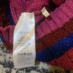 Gucci  Top Lame Cable & Rib Stitch Striped V-Neck Fucsia Sweater size S Photo 3