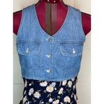 dress denim floral skirt blue white yellow y2k Size 4 Photo 1