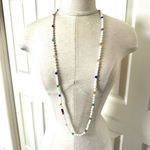 White colorful beaded long necklace Photo 2