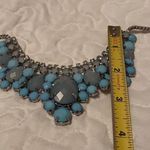Women’s Statement Silver Tone Blue Rhinestone Bib Necklace Photo 5