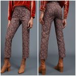 Anthropologie NWT The Essential Slim Straight Trousers Brown Brocade Print sz 6 Photo 2