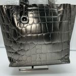 Furla  Croco Embossed Metallic Leather Diagonally Divided Three Pocket‎ Tote Bag Photo 2