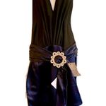 Jacquemus NWT Black & Navy Belted Drop Waist, Plunging Neckline Dress, Size 36 Photo 5