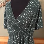 41 Hawthorn Dark Green with Polka Dots Midi Dress size Large White Photo 1