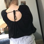 Free People • Black Long Sleeve Crop Top Tie String Back Size Small Photo 3