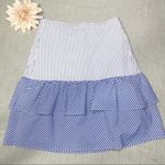 J.Crew Cocktail Hours Ruffle Striped Tiered Skirt Blue & White 4 NWT Photo 5