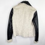 FC Jeans Women Faux Fur Lined Moto Jacket Black Cream Sz 6 Sherpa Vegan Leather Photo 1