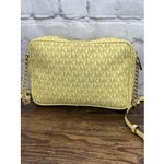 Michael Kors Jet Set Daisy Yellow W Gray MK Logo Zip Chain Strap Crossbody Bag Photo 1