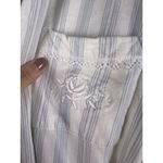 Miss Elaine Cotton Robe M | Vintage Striped Terry Cloth Housecoat Lace Trim Belt White Size M Photo 4