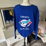 Handmade Vtg  knitted v neck electric blue Toronto blue jays sweater large XL​ Photo 2