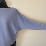 Magaschoni  Blue Boatneck Sweater Shirt Size Medium Thick Blanket Stitch Details Photo 5