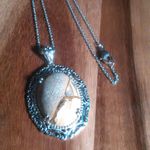 Picture Jasper Silvertone Pendant Stainless Steel Necklace Photo 1