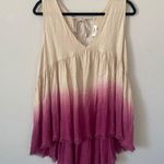 Umgee Linen Tan Magenta Ombre Tunic Top Dress Size Medium Photo 2