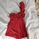 Bebe  Red One Shoulder Romper Photo 4