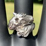 Gorgeous Women's Sterling Silver Horse Equestrian Ring, Satin Finish, Size 7 Photo 3