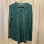 Victory for Her Sportswear Knit Pullover, Long Sleeve Tunic Length Sweater Teal Green Size L Photo 1