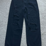 Romwe  Black Destroyed Wide Leg Denim Pants Photo 0