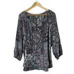 Como vintage Patchwork Floral Peasant Blouse Womens XL Purple Boho Hippie Gypsy Photo 1