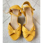 Talbots Yellow Leather Bow Wedge Heels Sz 6.5 Photo 1