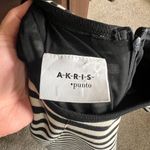 Akris Punto  Striped Dress Womens Size 10 Ruffle Skirt Cap Sleeve Black White Photo 5