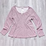 Hippie Rose Lavender Flower Print Long Sleeve Top 1X Photo 0