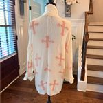 Wildfox White Label NWOT Cream & Pink Gothic Cross Slouch Open Cardigan Photo 3