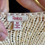 Reba Women's Tan Crocheted Open Vest Cardigan Fringe Trim Size M Size M Photo 5