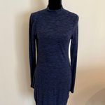 EXPRESS Blue Black Cozy Long Sleeve Mock Neck Sweater Dress Size Medium NWT! Photo 0