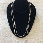 Sterling Silver Long Barrel Disco Ball Beaded Chain Necklace Photo 2