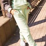 PINK - Victoria's Secret Green ribbed Fleece High Waist Jogger Photo 4