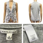 Banana Republic  Cotton Silk Blend Gray Ruffled Sleeveless Cardigan Womens Medium Photo 1