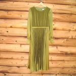 Mac Duggal  49718 Womens Olive Long Sleeve High Neck Heat Pleated Dress Flaws Photo 6