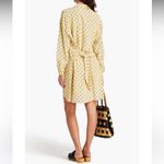 Claudie Pierlot Romila Crepe de Chine Print Mini Shirt Dress Butter Yellow 36 S Photo 1