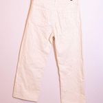 Zara High Waisted Cotton Embroidered Textured Straight Leg White Denim Pants 10 Photo 3