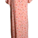 Vintage 90s Cottagecore Maxi Dress M Pink Slip Short Sleeve Round Neck Shift Size M Photo 0