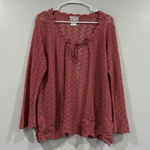 April Cornell Crochet Open Knit Cardigan Top Large L Pink Photo 0