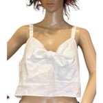 Universal Threads Universal Thread Tie-Front Crop Top Smocked Sleeveless‎ Casual White Linen M Photo 2