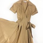 Diane Von Furstenberg  KALEY Cotton Wrap Dress  Size 6 Tan Utility Fit & Flare Photo 10
