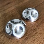 Vahan Vintage Alwand  Sterling Silver Dimpled Round Statement Clip On Earrings Photo 2