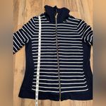Ralph Lauren Lauren  Navy White‎ Striped Zip Sweater 100% Cotton M Photo 6