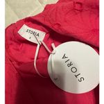 Storia  Eyelet Dress Size Small Hot Pink Shift Tie Neck Mini Short Vacation NWT Photo 3